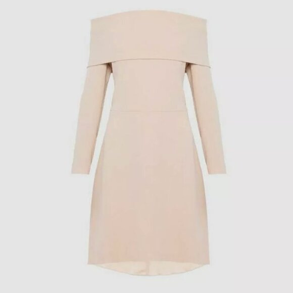 NWT Theory Elegant Mini Taupe Pink Off or On Shoulder Long Sleeve Dress 0/XS - Picture 1 of 7